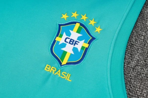 Conjunto Regata e Calção Treino Brasil Torcedor 2025 Verde Piscina Nike - Imagem 3