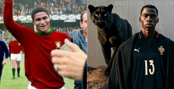Camisa Seleção Portugal - Edição Especial - Pantera Negra - Eusébio - Manga Longa - Versão Jogador - Copa do Mundo 2026 Preta Puma - Imagem 8