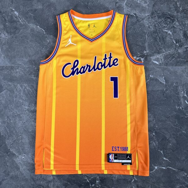 Camiseta Regata Basquete NBA Charlotte Hornets Statement Edition 2025/26 Laranja Jordan - Imagem 9