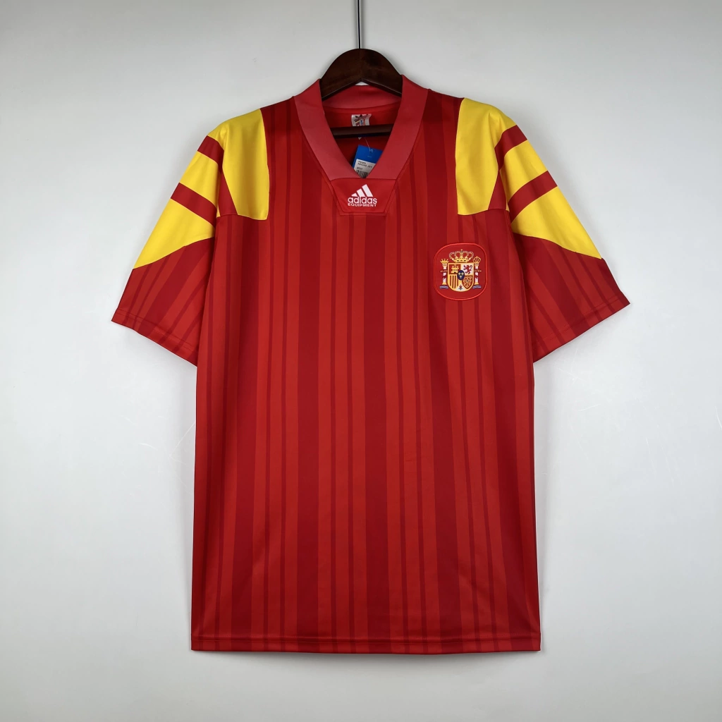 DNGSDJK Camisa Retrô Clássica Seleção Espanha Home 1993 Vermelha Adidas - Imagem 1