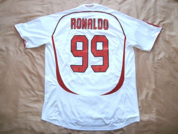 Camisa Retrô Milan Away 2006/2007 Ronaldo 99 Adidas Branca - Imagem 2