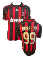 Camisa Retrô Milan Home 2006/2007 Ronaldo 99 Adidas Preta Vermelha Dourada - Imagem 2