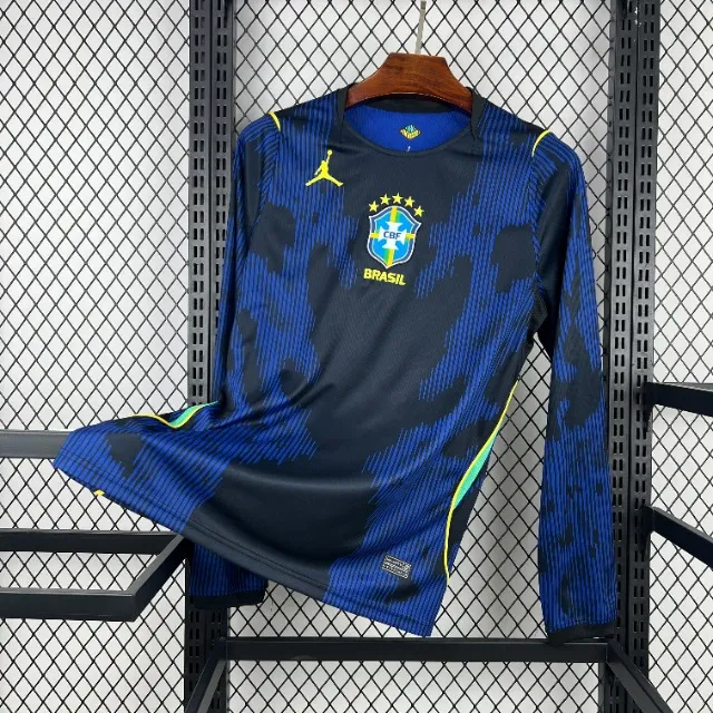 Camisa Brasil Seleção Brasileira Away Torcedor Manga Longa Copa do Mundo 2026 Jordan Azul Nike