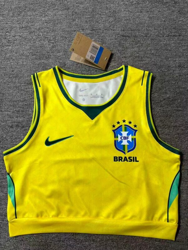Cropped Brasil Home Amarela Sem Manga Feminina Copa do Mundo 2026 Nike - Imagem 3