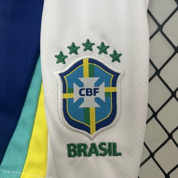 Kit Conjunto Infantil Crianças Camisa e Calção Brasil Retrô Away Infantil 2024/25 Nike - Imagem 4