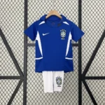 Kit Conjunto Infantil Crianças Camisa e Calção Brasil Retrô Away Infantil 2002 Nike