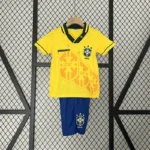 Kit Conjunto Infantil Crianças Camisa e Calção Brasil Retrô Home Infantil 1994 Umbro