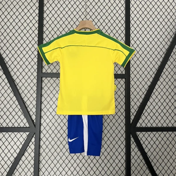 Kit Conjunto Infantil Crianças Camisa e Calção Brasil Retrô Home Infantil 1998 Nike - Imagem 2