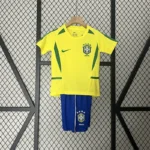 Kit Conjunto Infantil Crianças Camisa e Calção Brasil Retrô Home Infantil 2002 Nike