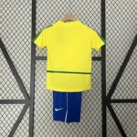 Kit Conjunto Infantil Crianças Camisa e Calção Brasil Retrô Home Infantil 2002 Nike - Imagem 4