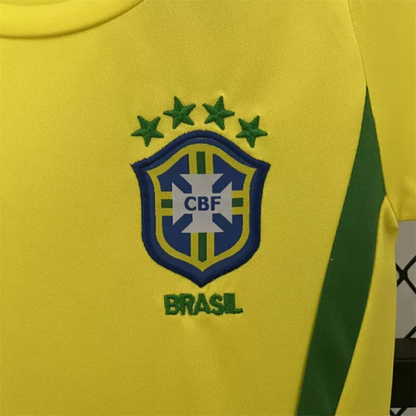 Kit Conjunto Infantil Crianças Camisa e Calção Brasil Retrô Home Infantil 2002 Nike - Imagem 3