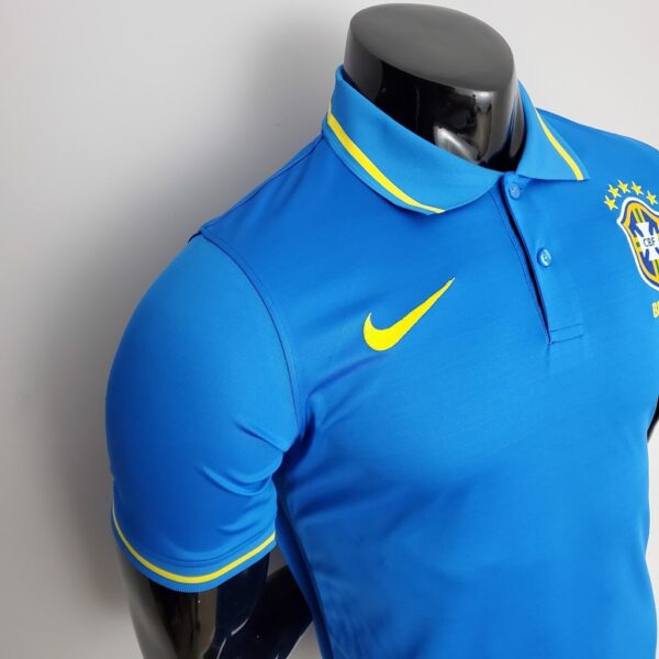 Camisa Seleção Brasil Polo Versão Torcedor Azul Nike - Imagem 3