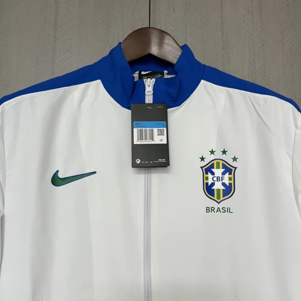 Jaqueta Casaco Brasil Seleção Brasileira Corta Vento 1998 Branco Nike - Imagem 7