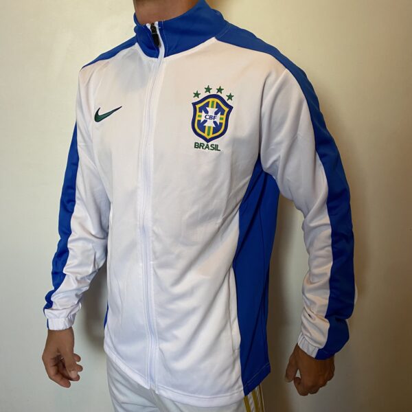 Jaqueta Casaco Brasil Seleção Brasileira Corta Vento 1998 Branco Nike - Imagem 4