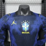 Camisa Brasil Seleção Brasileira Away Azul Jogador Manga Longa Copa do Mundo 2026 Jordan Nike - Imagem 2