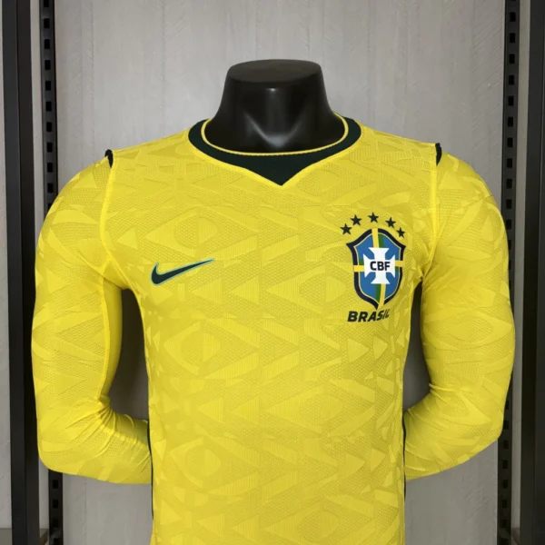 Camisa Brasil Seleção Brasileira Home Jogador Manga Longa Copa do Mundo 2026 Amarela Nike - Imagem 2