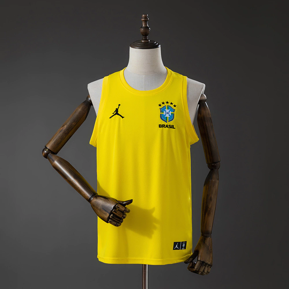 Regata Seleção Brasil Academia Copa Do Mundo 2026 Amarela Jordan