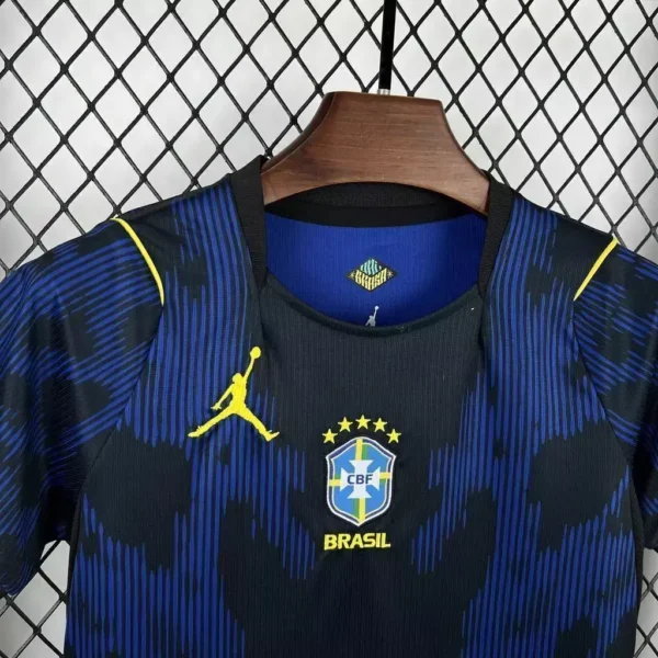 Kit Conjunto Infantil Crianças Camisa e Calção Brasil Retrô Away Infantil Copa do Mundo 2026 Jordan - Imagem 2