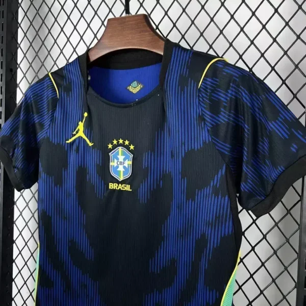 Kit Conjunto Infantil Crianças Camisa e Calção Brasil Retrô Away Infantil Copa do Mundo 2026 Jordan - Imagem 3