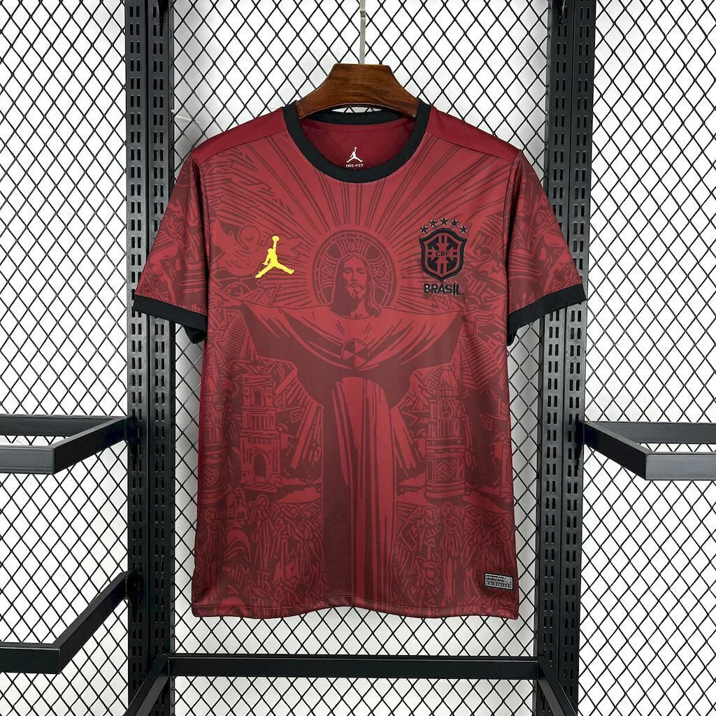 Camisa Brasil Seleção Brasileira Concept Cristo Torcedor Jordan Vermelha Nike