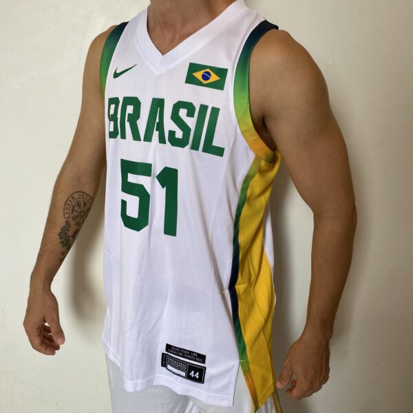 Camiseta Regata Basquete Brasil Olimpíadas Caboclo 51 2024 Paris Branca 2024-2025 Nike - Imagem 7