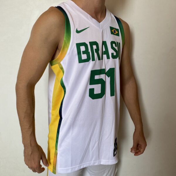Camiseta Regata Basquete Brasil Olimpíadas Caboclo 51 2024 Paris Branca 2024-2025 Nike - Imagem 6