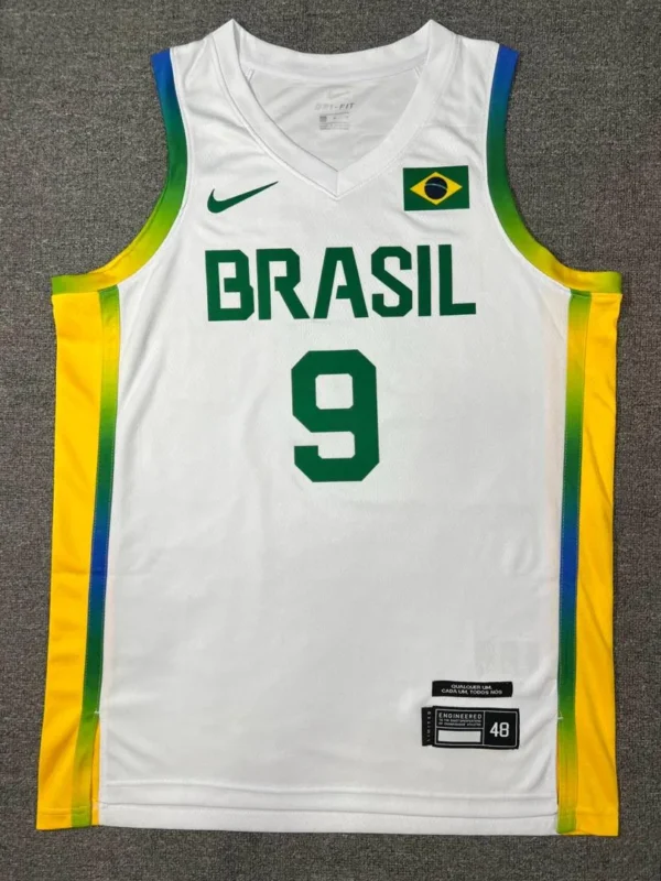 Camiseta Regata Basquete Brasil Olimpíadas Gui Santos 11 2024 Paris Branca 2024-2025 Nike - Imagem 13