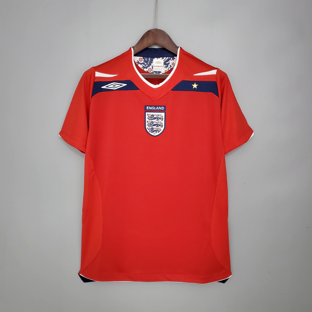 Camisa Retrô Clássica Seleção Inglaterra Away 2008 Vermelha Umbro