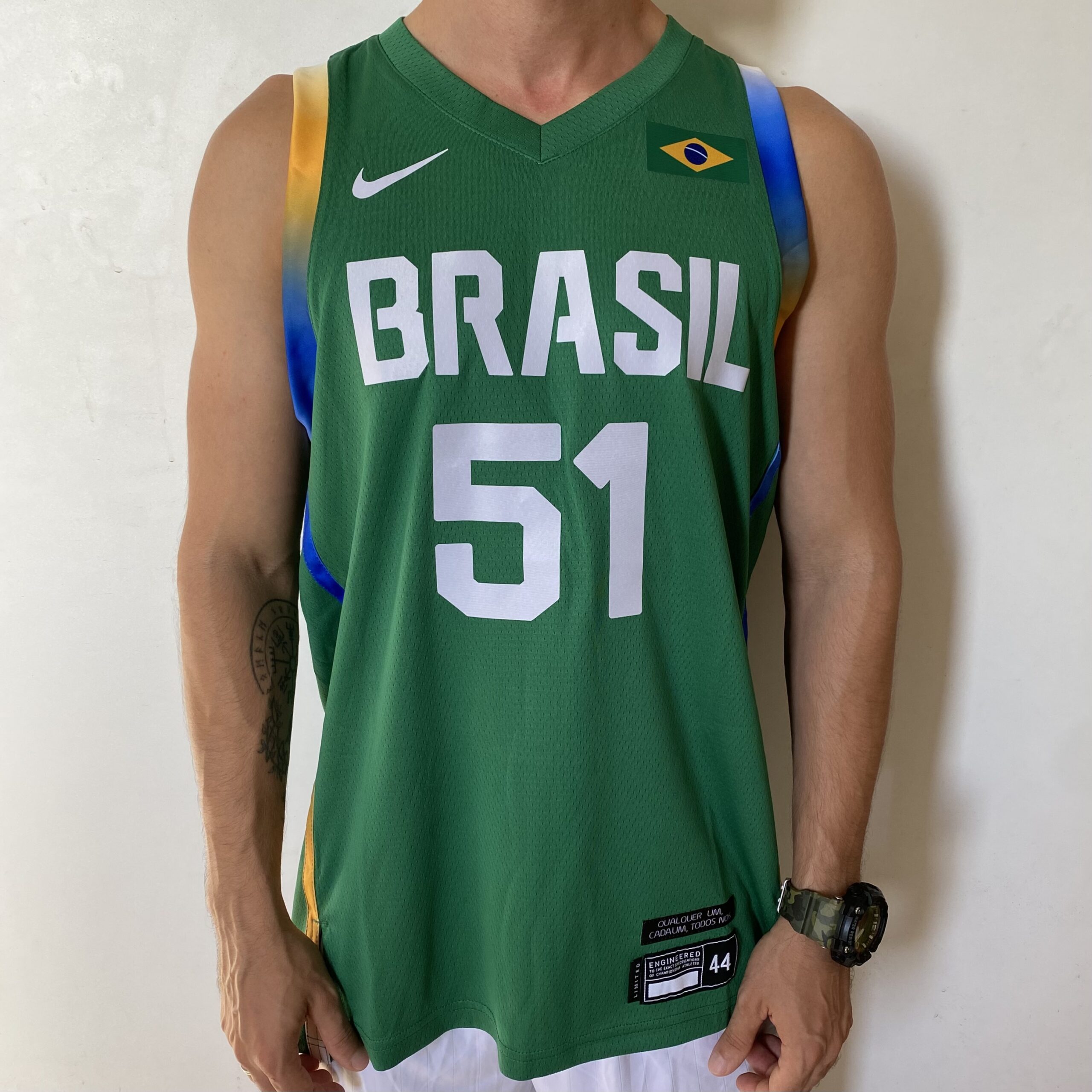 Camiseta Regata Basquete Brasil Olimpíadas Caboclo 51 2024 Paris Verde 2024-2025 Nike