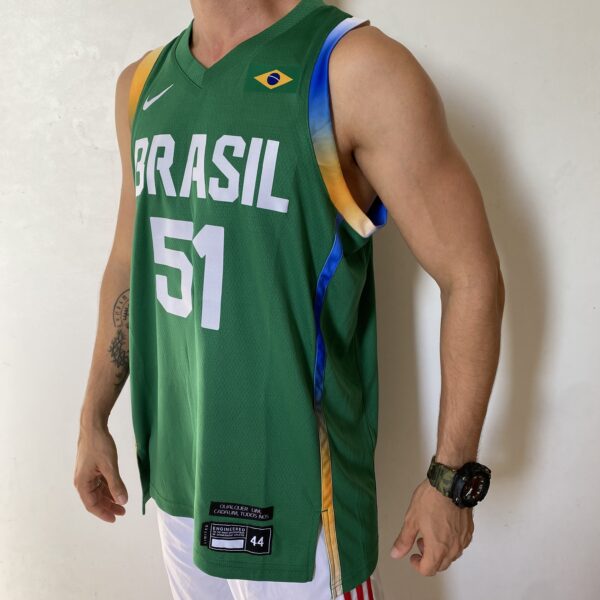 Camiseta Regata Basquete Brasil Olimpíadas Caboclo 51 2024 Paris Verde 2024-2025 Nike - Imagem 4