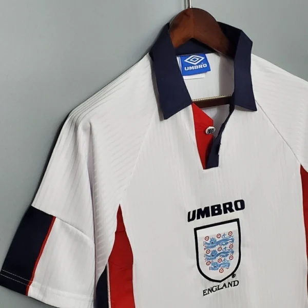 Camisa Retrô Clássica Seleção Inglaterra Home 1998 Branca Umbro - Imagem 3