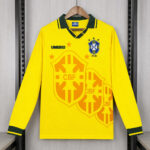Camisa Retrô Clássica Seleção Brasileira Brasil – Bordada – Manga Longa – Umbro – Amarela – 1994