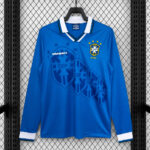 Camisa Retrô Clássica Seleção Brasileira Brasil – Veludo – Manga Longa – Umbro – Azul – 1994