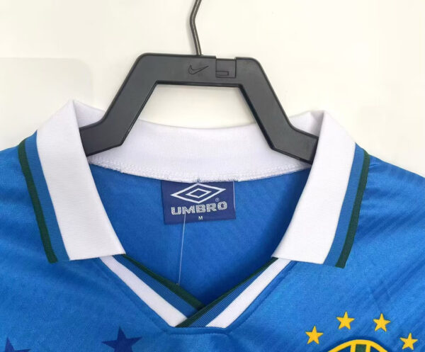 Camisa Retrô Clássica Seleção Brasileira Brasil – Veludo – Manga Longa – Umbro – Azul – 1994 - Imagem 3