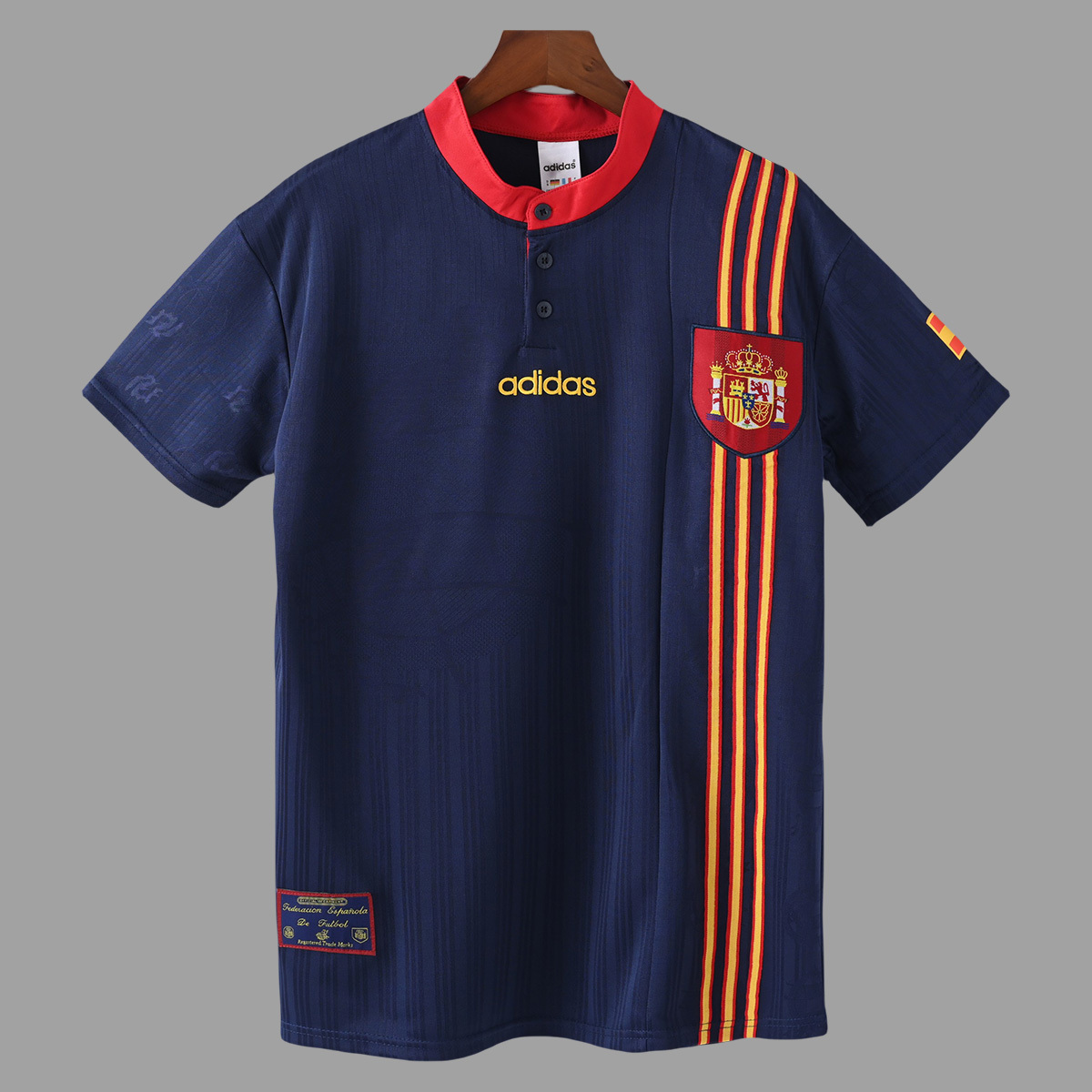 1996 Spain Away Retro Soccer Jersey 0_ZT Camisa Retrô Clássica Seleção Espanha Away 1996 Adidas - Imagem 1