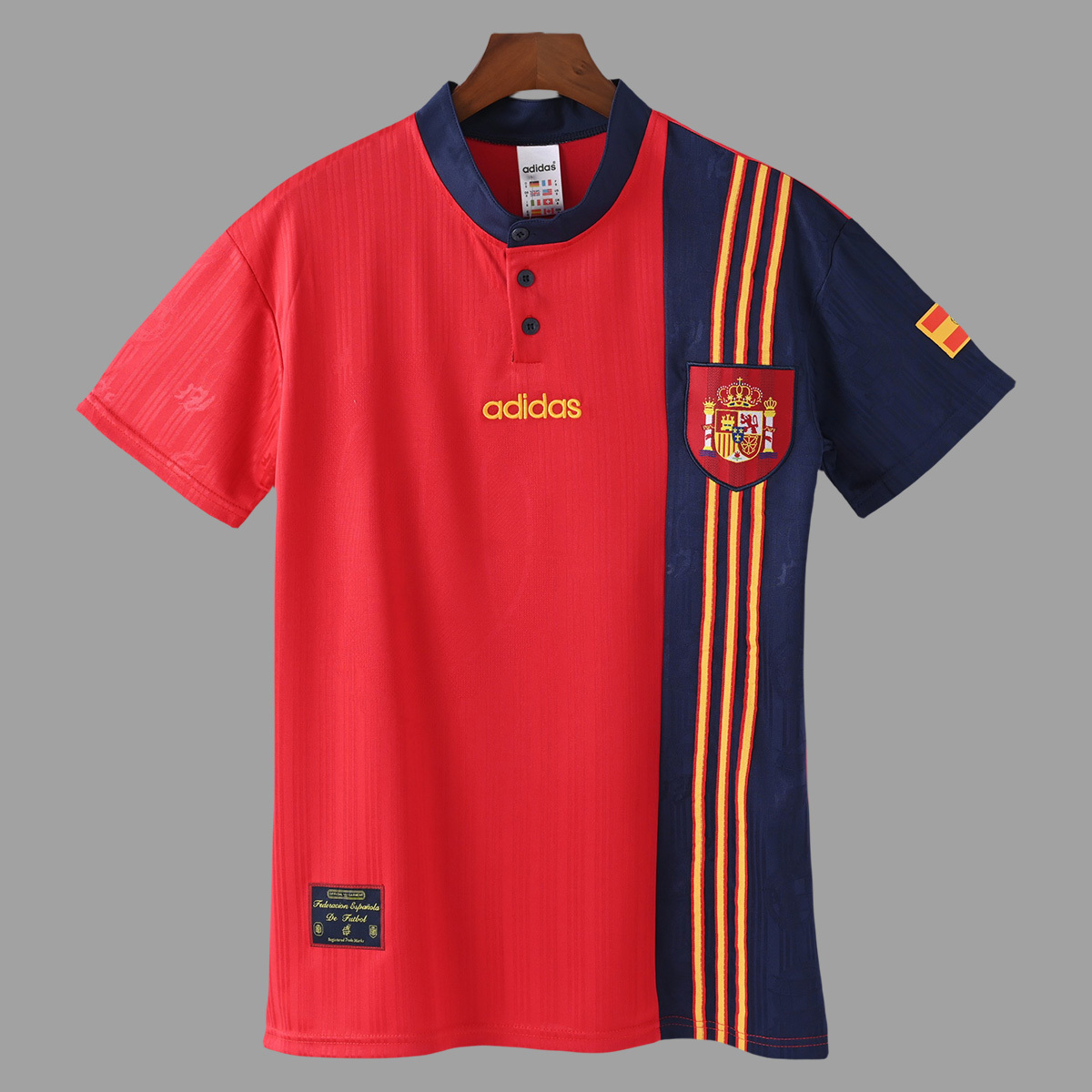 Camisa Retrô Clássica Seleção Espanha Home 1996 Vermelha Adidas