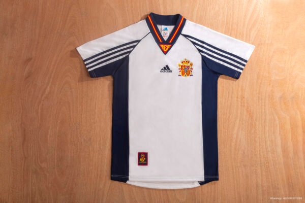 Camisa Retrô Clássica Seleção Espanha Away 1998 Branca Adidas - Imagem 2