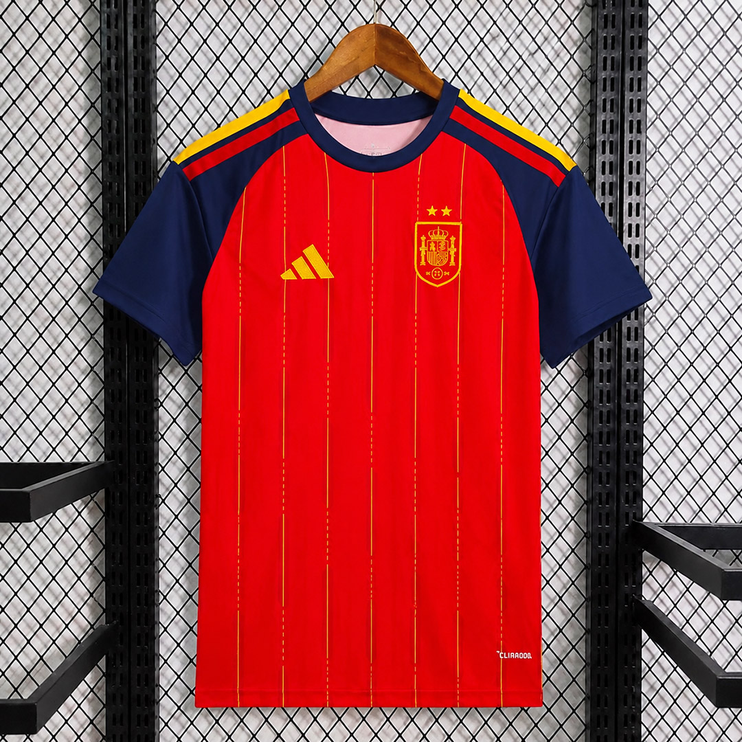 Camisa Seleção Espanha Home Versão Torcedor 2 Estrelas Campeão Copa Do Mundo 2026 Vermelha Adidas