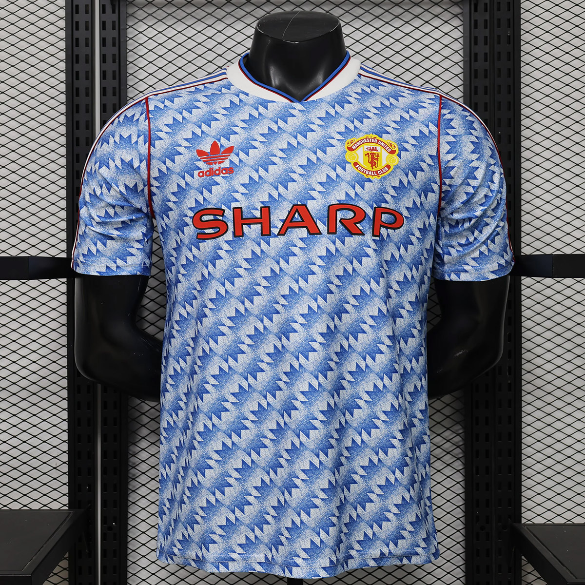 25_26 Manchester United Vintage-Style 90_92 Blue Player Version Soccer Jersey 1_ZT Camisa Retrô Manchester United Vintage-style 1992 Versão Jogador 2026 Adidas - Imagem 1