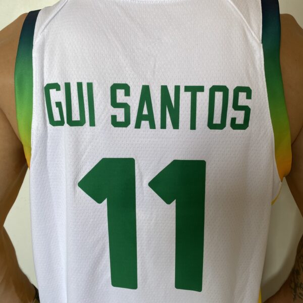 Camiseta Regata Basquete Brasil Olimpíadas Gui Santos 11 2024 Paris Branca 2024-2025 Nike - Imagem 7