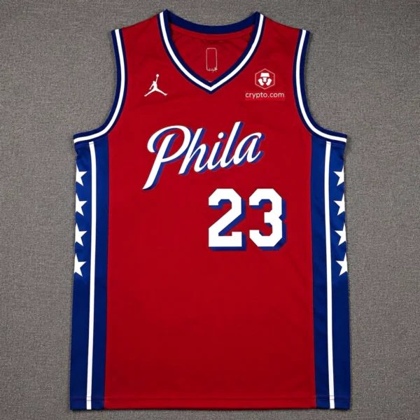 Camiseta Regata NBA Philadelphia 76ers - LeBron James 23 - Statement Vermelha 2026/27 Jordan - Imagem 2