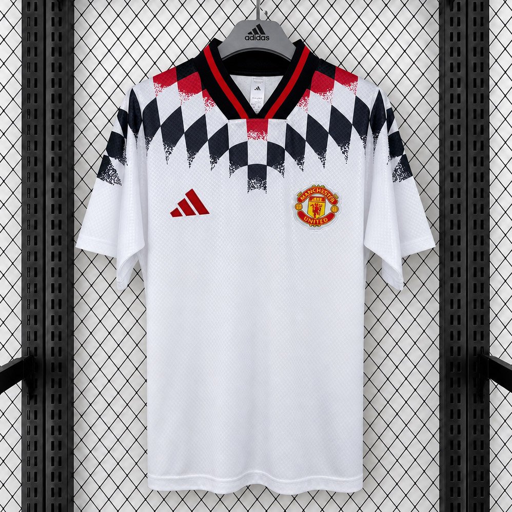 2627-Manchester-United-1994-Inspired-Geometric-White-Soccer-Jersey-1_ouli Camisa Manchester United Inspired Geometric 1994 Versão Torcedor 2026/27 Branca Adidas - Imagem 1