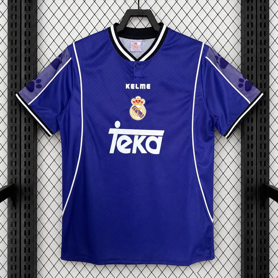 9798-Real-Madrid-Away-Retro-Soccer-Jersey-0 Camisa Retrô Real Madrid Away 1997/98 Kelme - Imagem 1