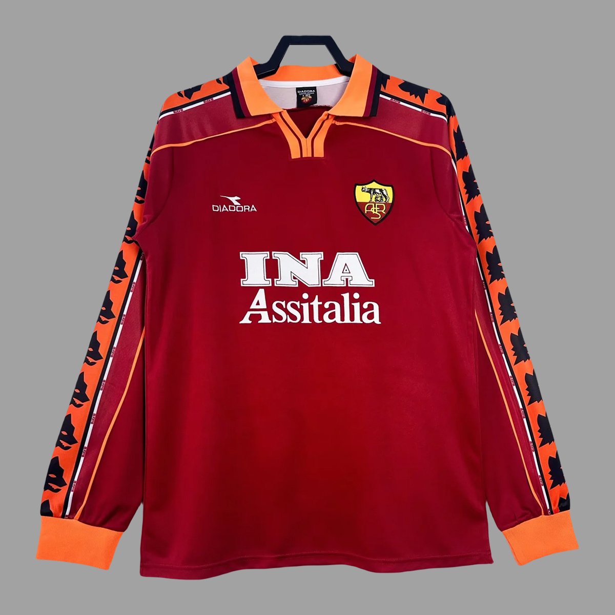 Camisa Retrô Roma Home Manga Longa 1998/99 Diadora