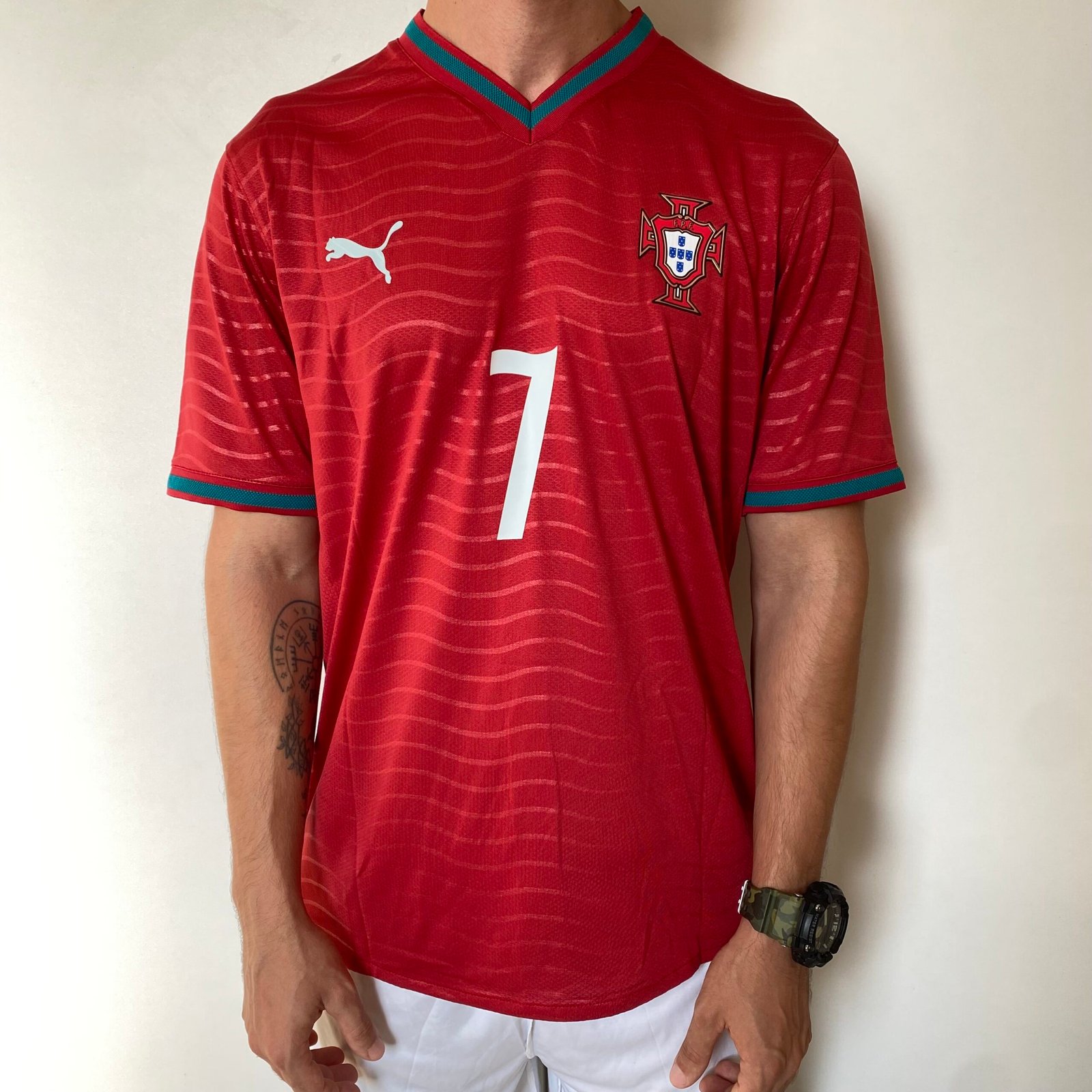 IMG_3824 Camisa Seleção Portugal Home Versão Jogador - Ronaldo 7 CR7 - Copa Do Mundo 2026 Puma Vermelha - Imagem 1