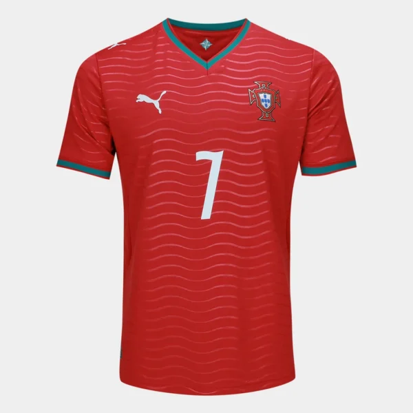 Camisa Seleção Portugal Home Versão Jogador - Ronaldo 7 CR7 - Copa Do Mundo 2026 Puma Vermelha - Imagem 13