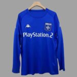 Camisa Retrô Auxerre Away Versão Torcedor Manga Longa 2003/04 Azul Kappa
