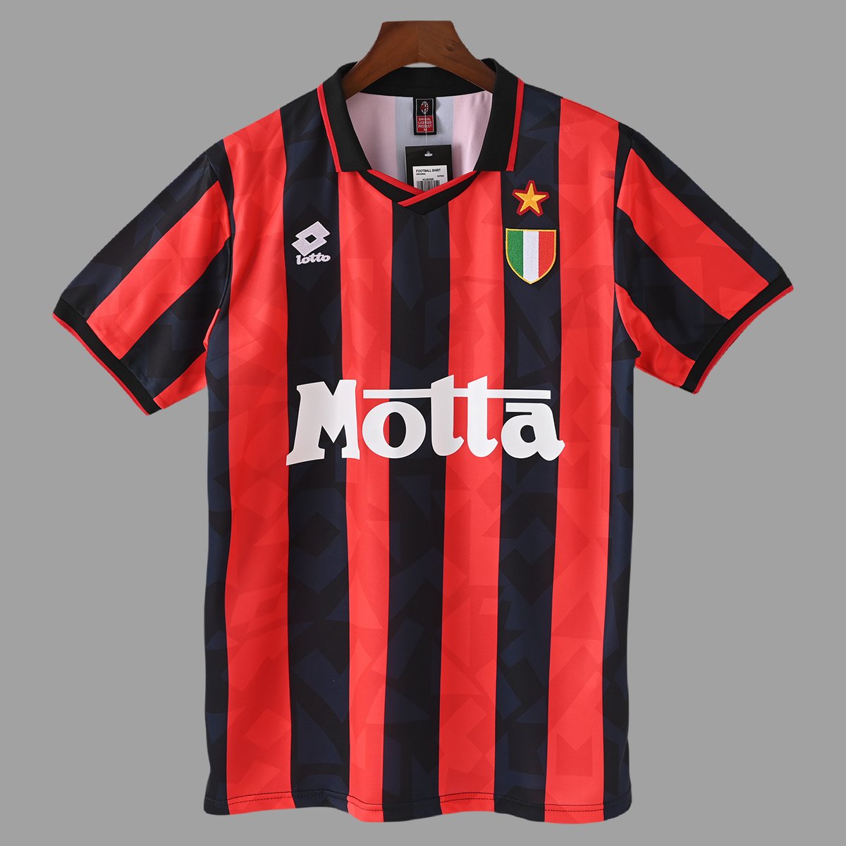 93_94 AC Milan Home Retro Soccer Jersey 0_ZT Camisa Retrô Milan Home 1993/1994 Lotto - Imagem 1