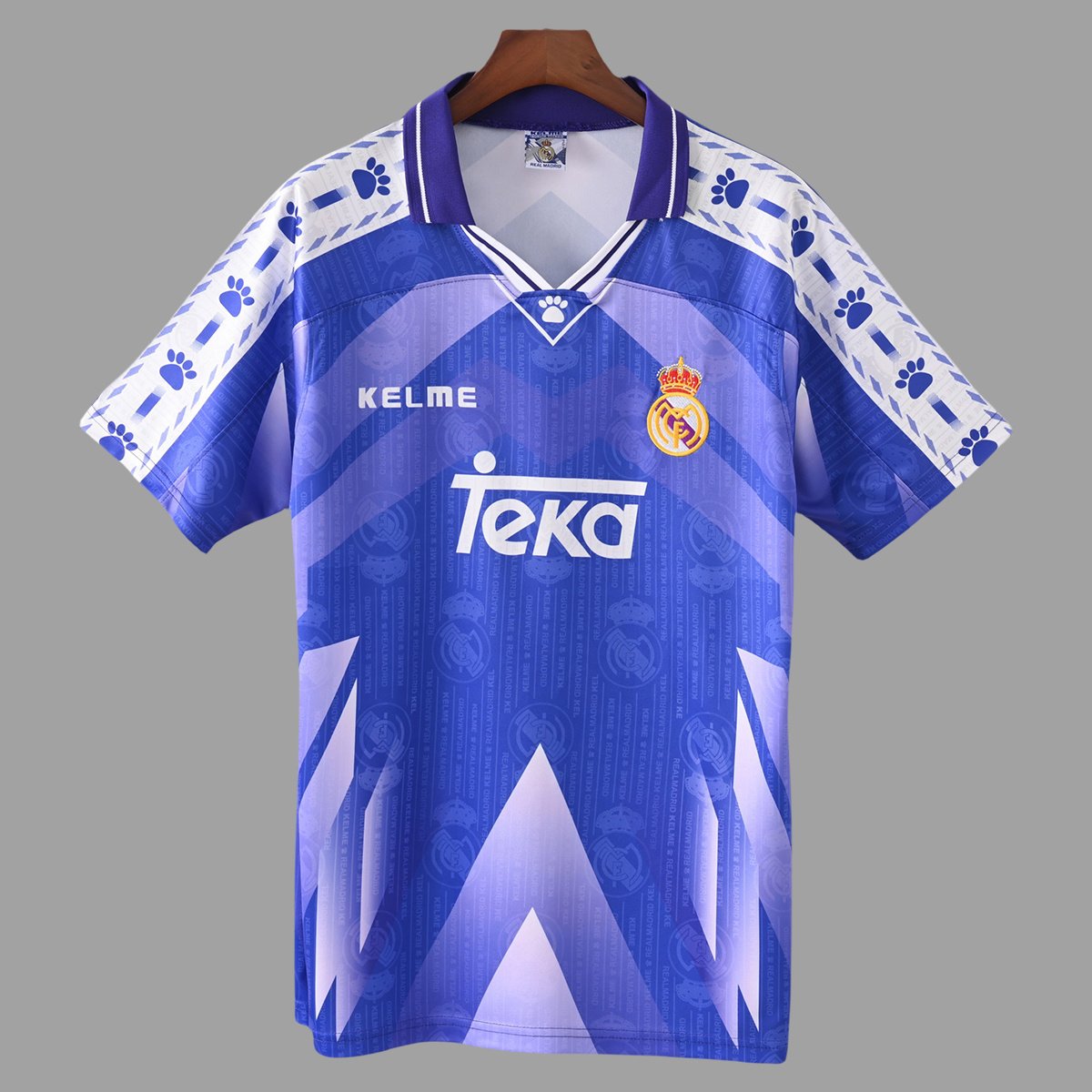 96_97 Real Madrid Away Retro Soccer Jersey 0_ZT Camisa Retrô Real Madrid Away 1996/1997 Kelme - Imagem 1