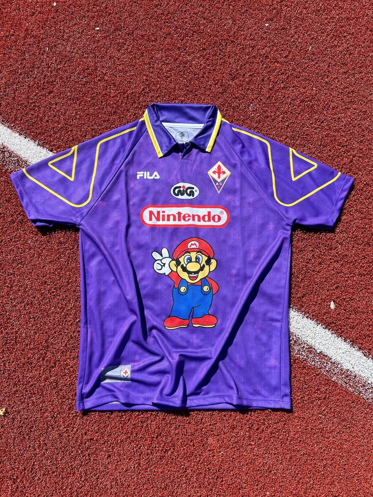Camisa Retrô Fiorentina Home Mario Bros 1997/98 Roxa Fila
